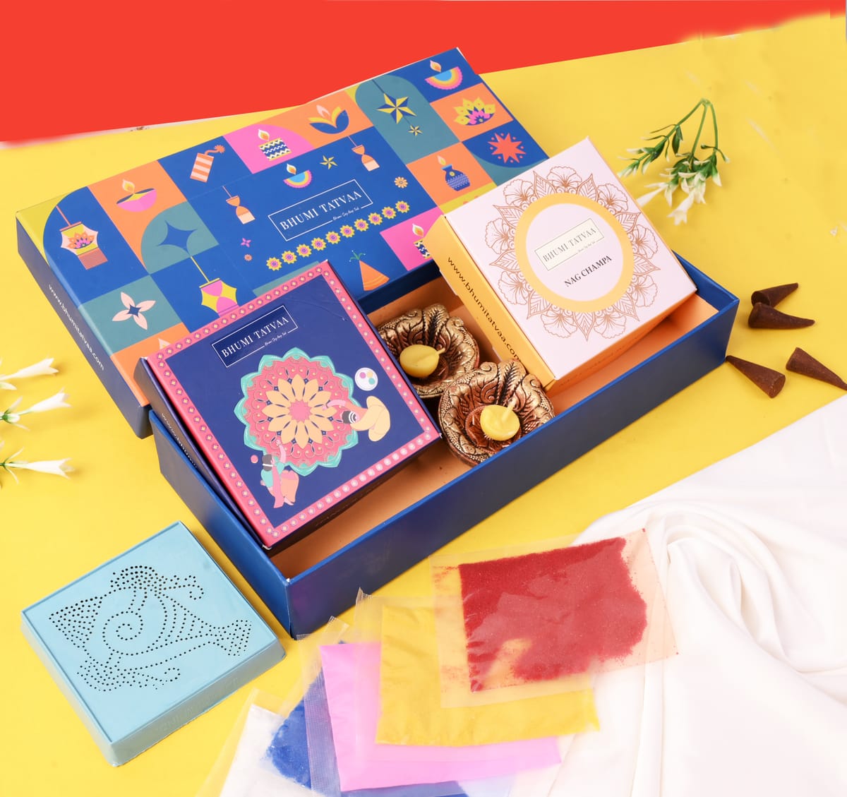 Open Bhumi Tatvaa Radiance hamper with a premium festive assortment of products